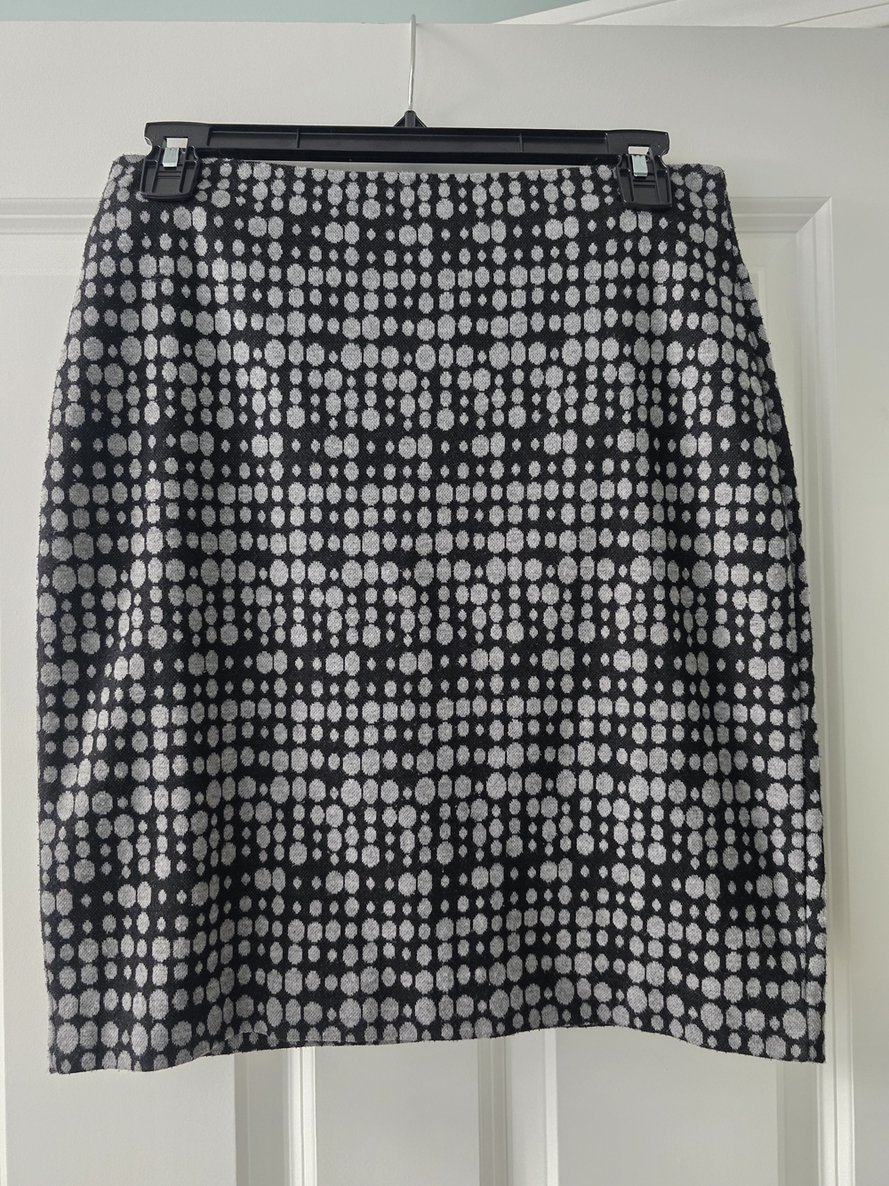 LOFT Black and Gray Polka Dot Pencil Skirt
